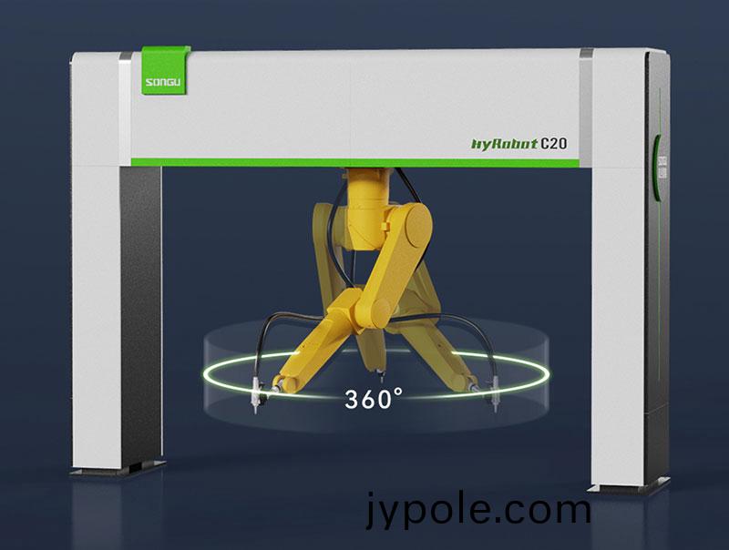 三維(wei)機器人激光切割機,三維激光切割機,3D激光切割機,360度迴轉半逕(jing)高傚切割